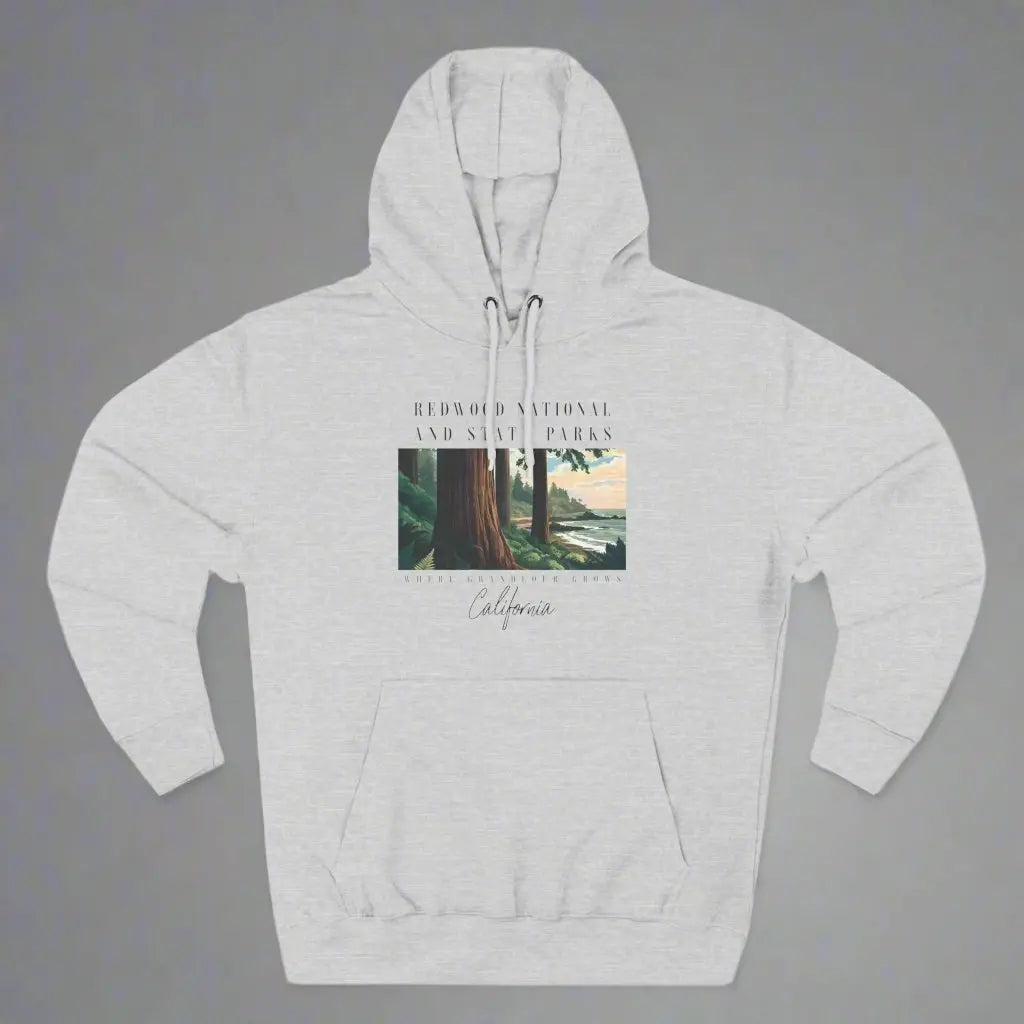 Redwood State and National Parks Unisex Fit Fleece Hoodie Hoodie Printify S Heather Grey