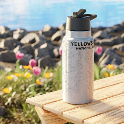 Yellowstone National Park Topographic Insulated Water Bottle Tumbler 32oz Mug Printify