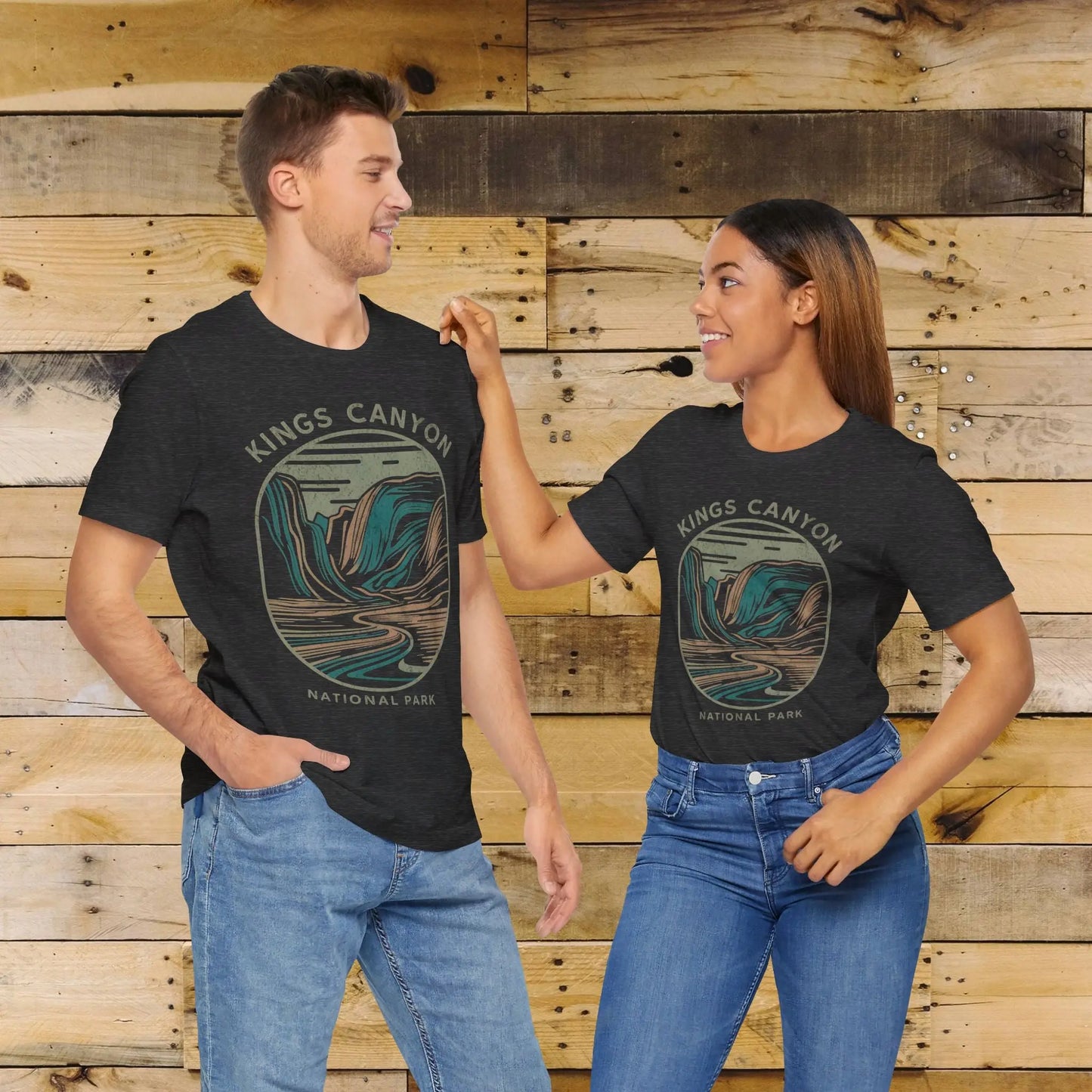 Kings Canyon National Park Unisex Fit Soft T-Shirt Line Art T-Shirt Printify