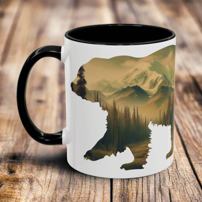 Denali Bear Colored Mug Mug Printify 11oz Black