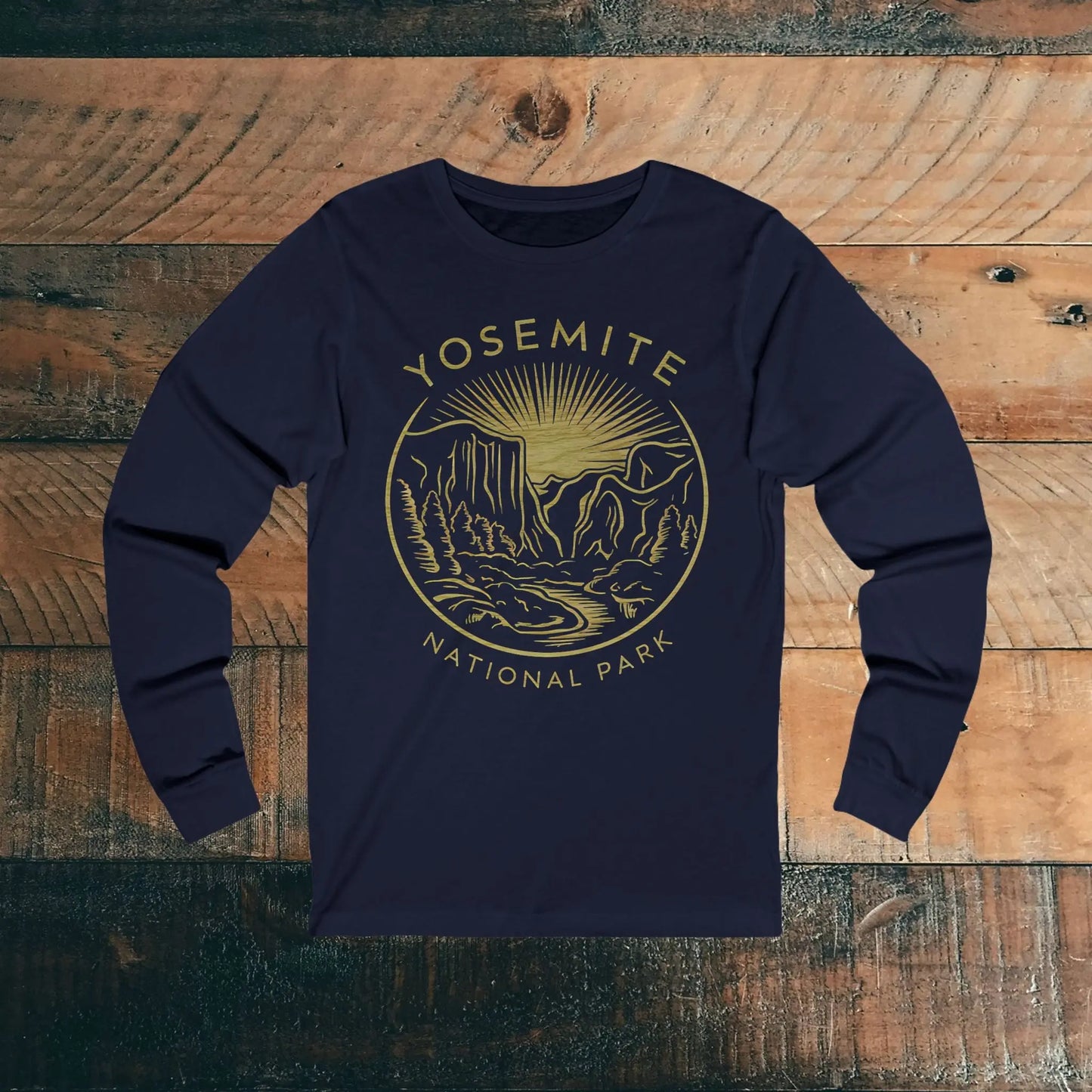 Yosemite National Park Unisex Fit Long Sleeve T-shirt Valley Long-sleeve Printify S Navy