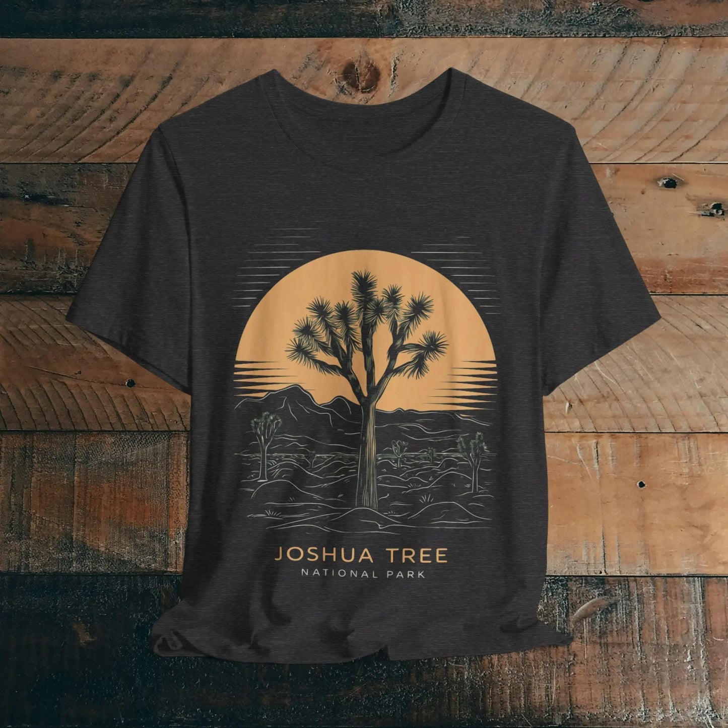 Joshua Tree National Park Unisex Fit Soft T-Shirt Desert Line Art T-Shirt Printify Dark Grey Heather S