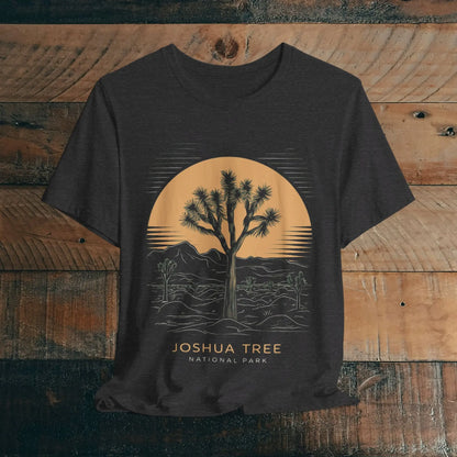 Joshua Tree National Park Unisex Fit Soft T-Shirt Desert Line Art T-Shirt Printify Dark Grey Heather S
