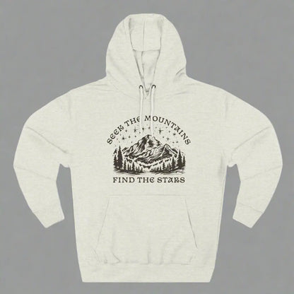 Seek The Mountains Find The Stars Outdoor Mountain Unisex Fit Fleece Hoodie Hoodie Printify S Oatmeal Heather