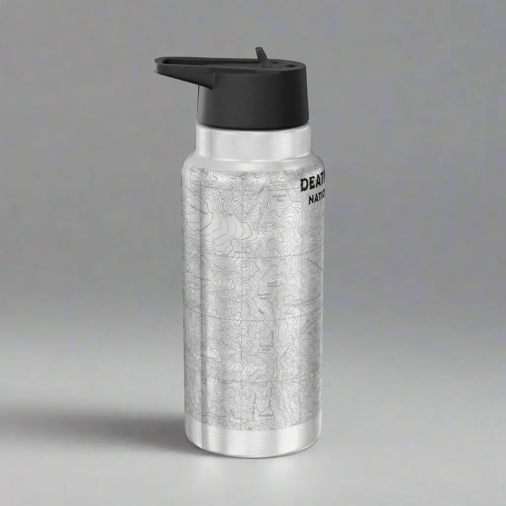 Death Valley Badwater Basin Topographic Insulated Water Bottle Tumbler water bottle Printify