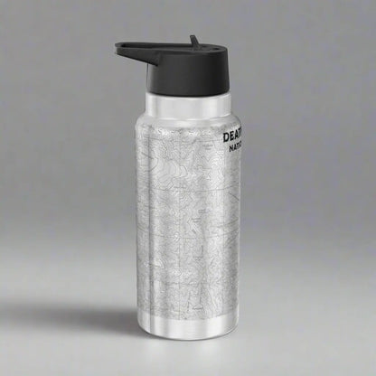 Death Valley Badwater Basin Topographic Insulated Water Bottle Tumbler water bottle Printify