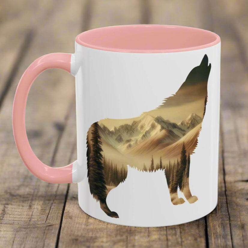 Denali Wolf Colored Mug Mug Printify