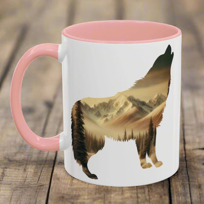 Denali Wolf Colored Mug Mug Printify