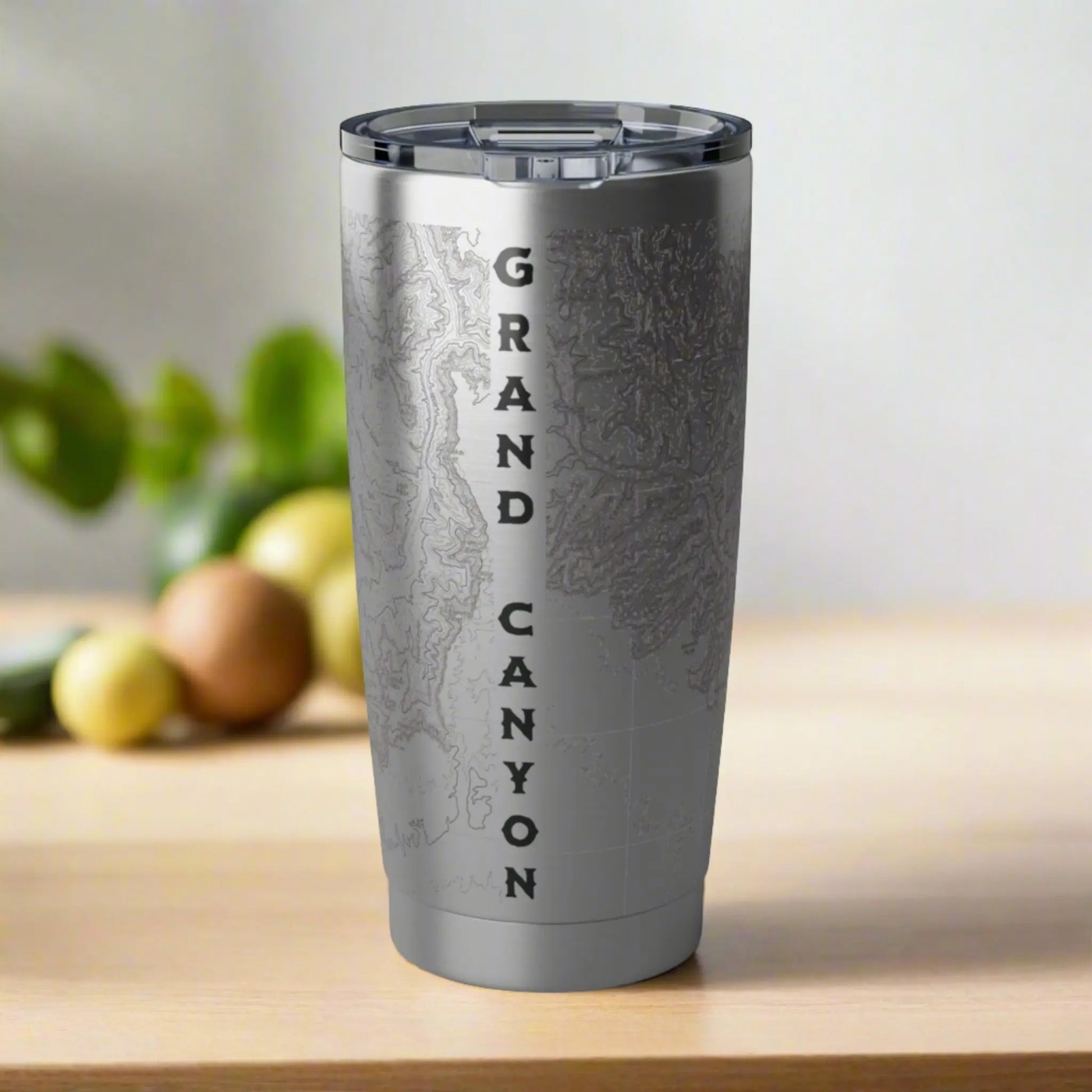Grand Canyon National Park Topographic Tumbler 20oz Mug Printify 20oz Silver