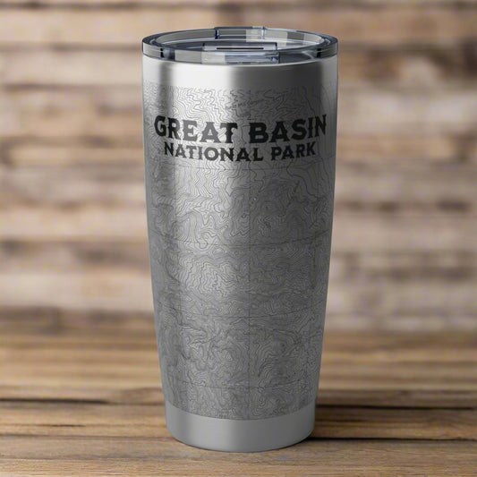 Great Basin National Park Topographic Insulated Tumbler 20oz Mug Printify 20oz Silver