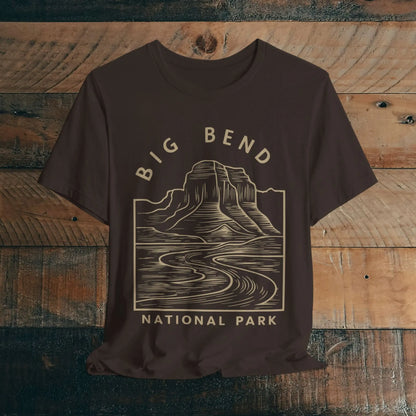 Big Bend National Park Unisex Fit Soft T-Shirt Curving River T-Shirt Printify Brown S