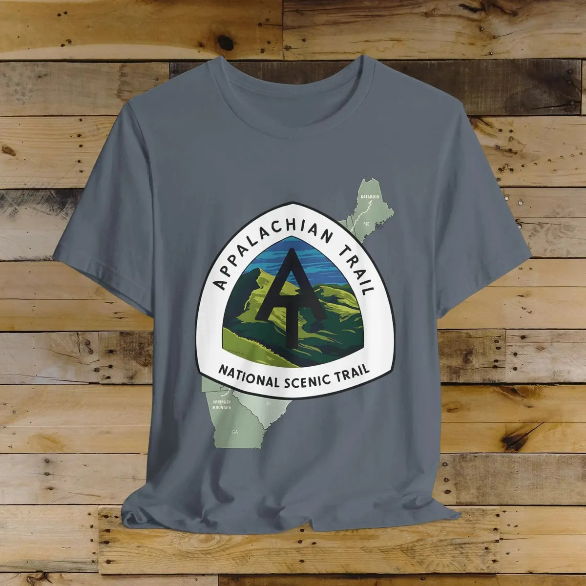 Appalachian Trail Unisex Jersey T-Shirt Logo Emblem Mountain Camp Hike Tee T-Shirt Printify Steel Blue S