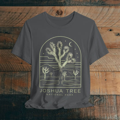 Joshua Tree National Park Desert Line Art Unisex Fit Soft T-Shirt T-Shirt Printify Asphalt S