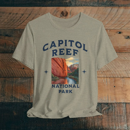 Capitol Reef National Park Unisex Fit Soft Tee River Red Rock T-Shirt T-Shirt Printify Heather Stone XS