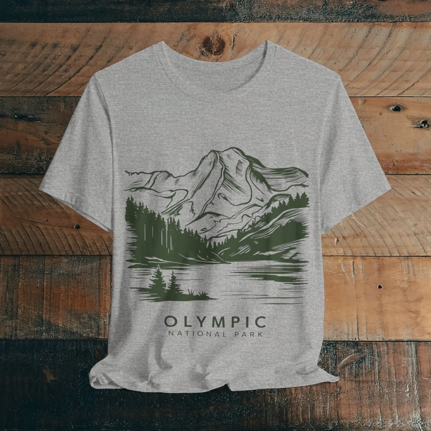 Olympic National Park Unisex Fit Soft T-Shirt Mountain View Coastal Art T-Shirt Printify Athletic Heather S