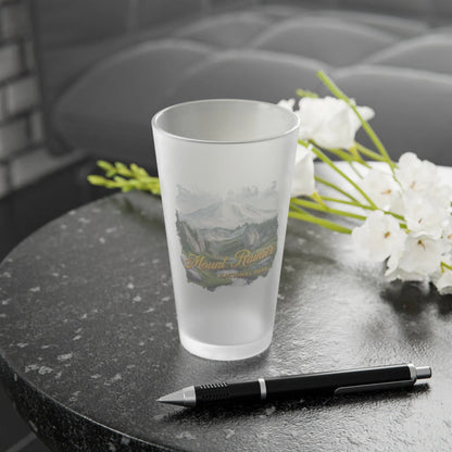 Mount Rainier National Park Frosted Pint Glass, 16oz Mug Printify