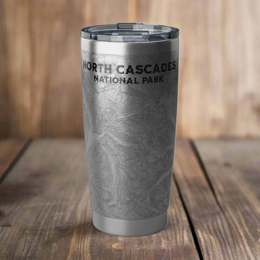 North Cascades National Park Topographic Insulated Tumbler 20oz Mug Printify 20oz Silver