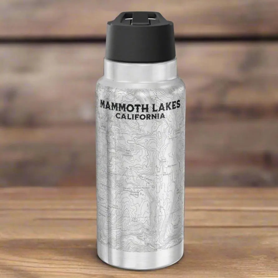 Mammoth Lakes California Topographic Insulated Water Bottle Tumbler 32oz Mug Printify Silver 32oz