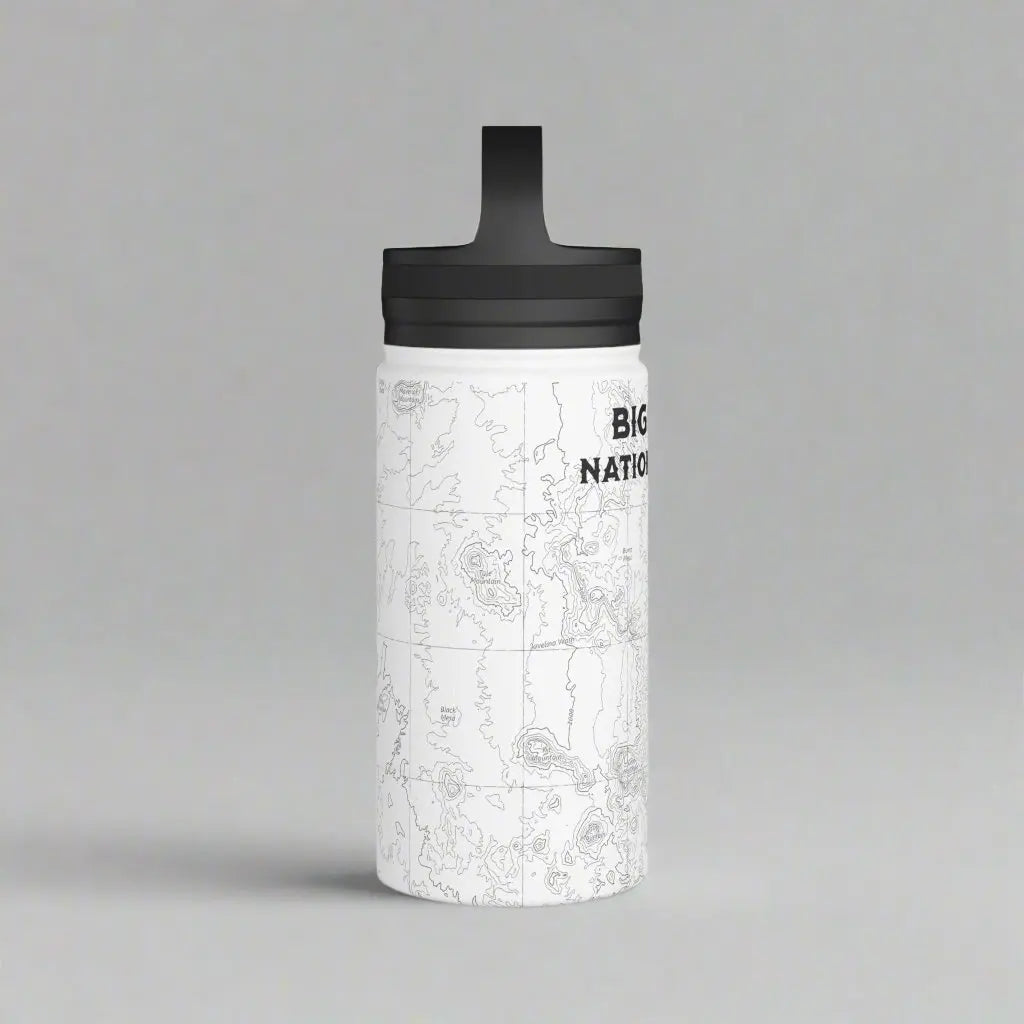 Big Bend National Park Topographic Stainless Steel Water Bottle Handle Lid Texas water bottle Printify