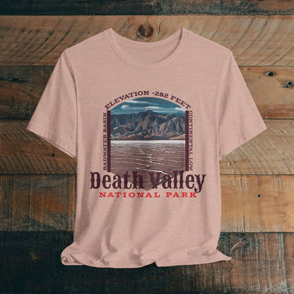 Death Valley National Park Badwater Basin T-shirt T-Shirt Printify Heather Prism Peach XS