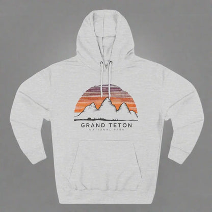Grand Teton National Park Unisex Fit Fleece Hoodie Colorful Skyline Hoodie Printify S Heather Grey