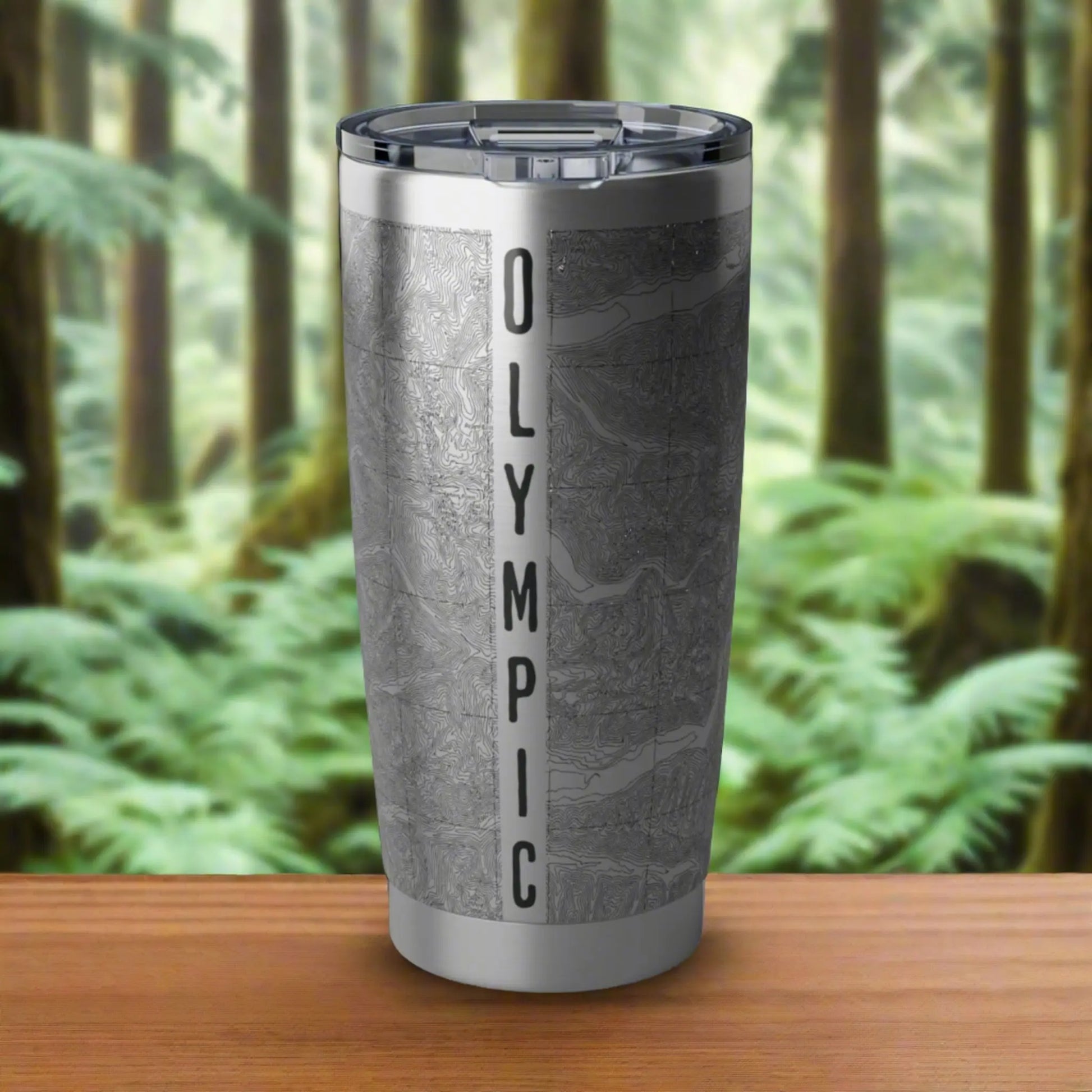 Olympic National Park Topographic Tumbler 20oz Tumbler Park Service Apparel 20oz Silver