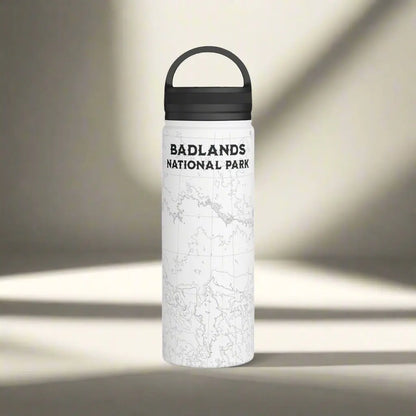 Badlands National Park Topographic Stainless Steel Water Bottle Handle Lid South Dakota Mug Printify White 18oz