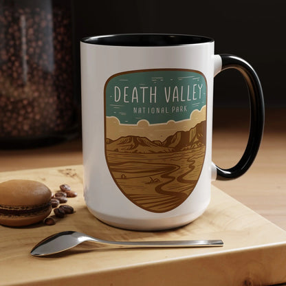 Death Valley National Park Coffee Mug 11oz 15oz Desert Shield Graphic Blue Black Pink Red Mug Printify
