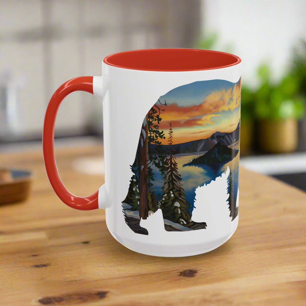 Crater Lake Bear Accent Mug Mug Printify 15oz Black