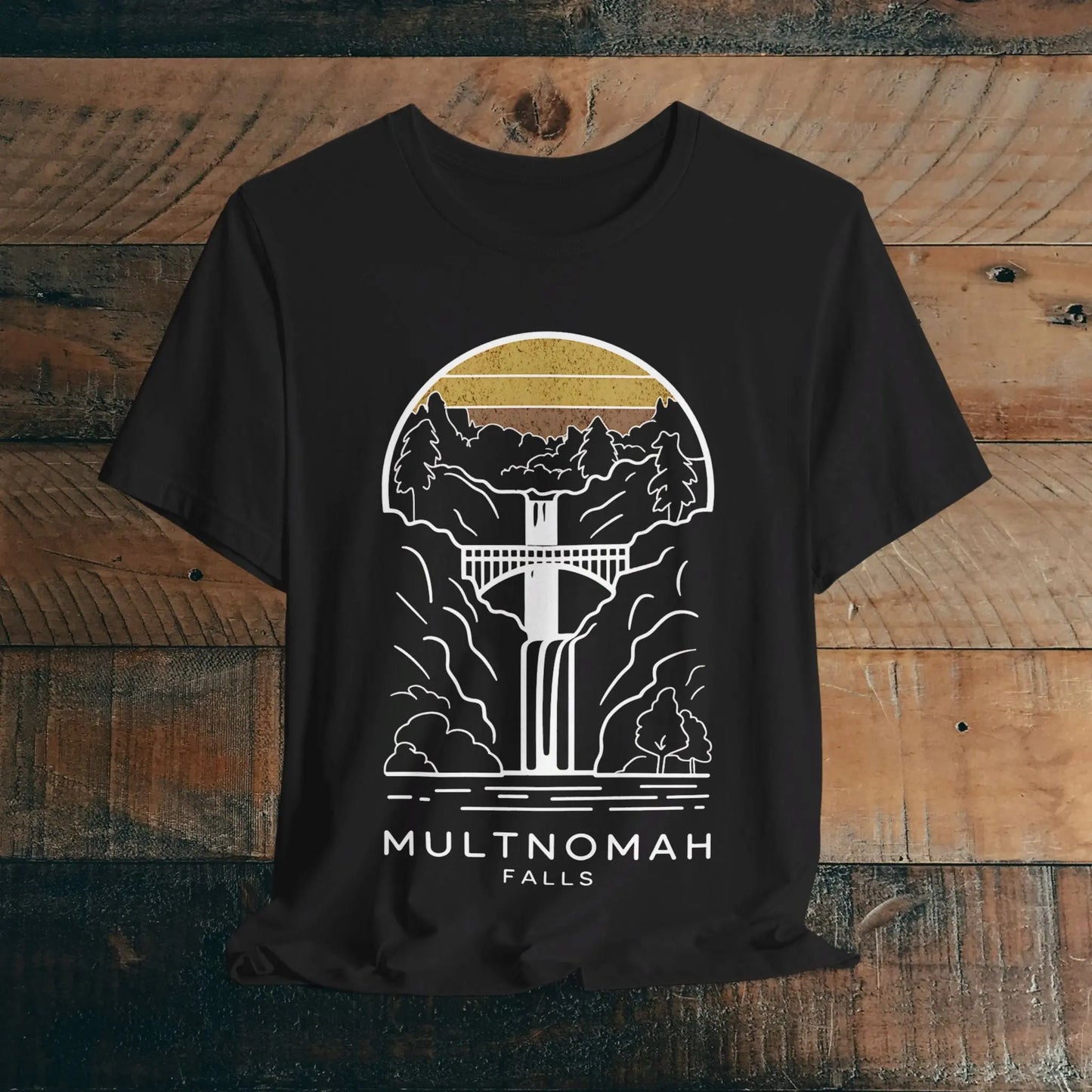 Multnomah Falls Oregon Unisex Fit Soft T-shirt River Gorge T-Shirt Printify Black S