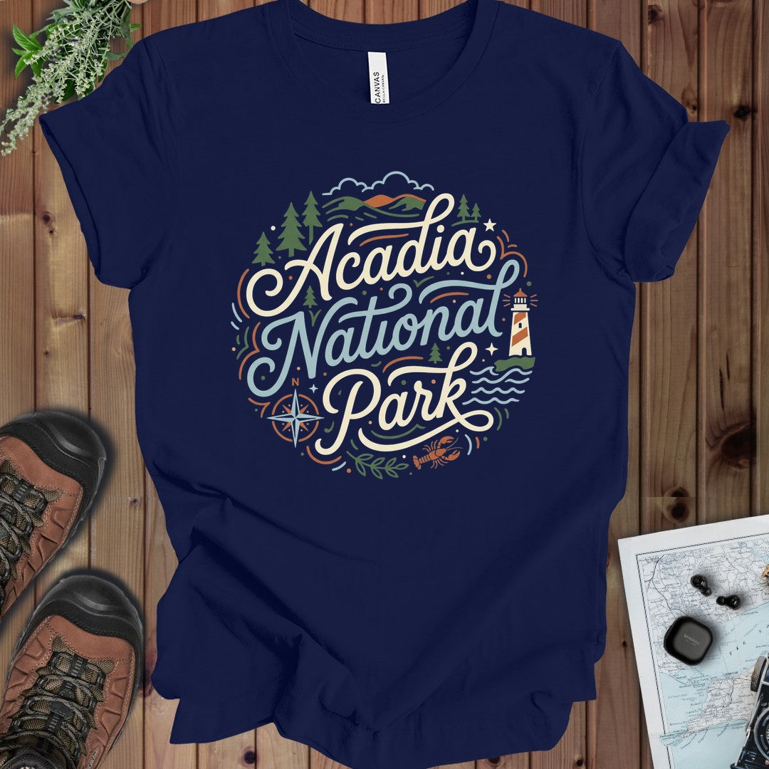 Acadia National Park  - Black Kids Graphic T-Shirt in Navy