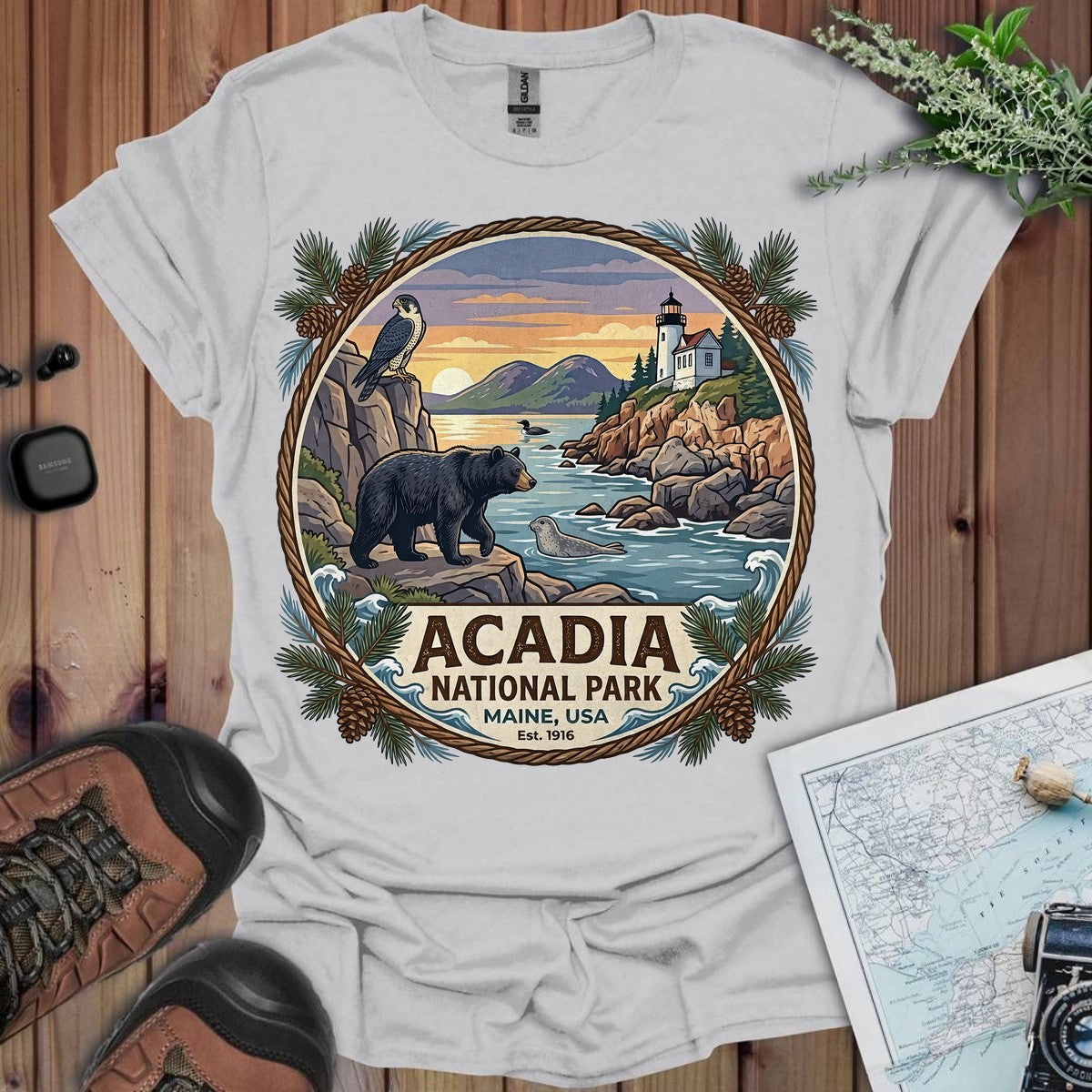 Acadia National Park Emblem Graphic T-Shirt