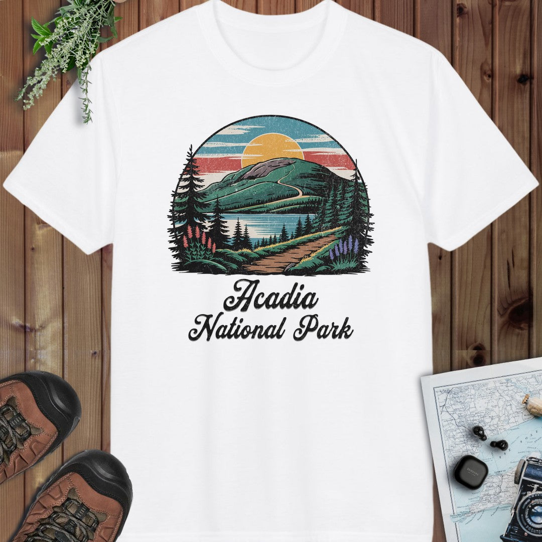 Acadia National Park Hiking Performance T-Shirt in White