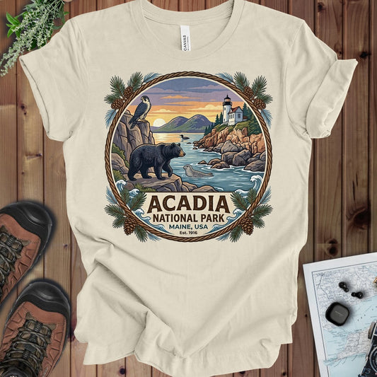 Acadia National Park Kids Emblem Graphic T-Shirt in Natural