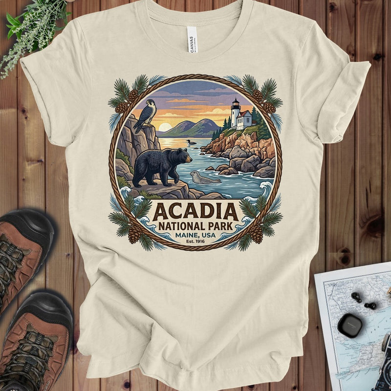 Acadia National Park Kids Emblem Graphic T-Shirt in Natural