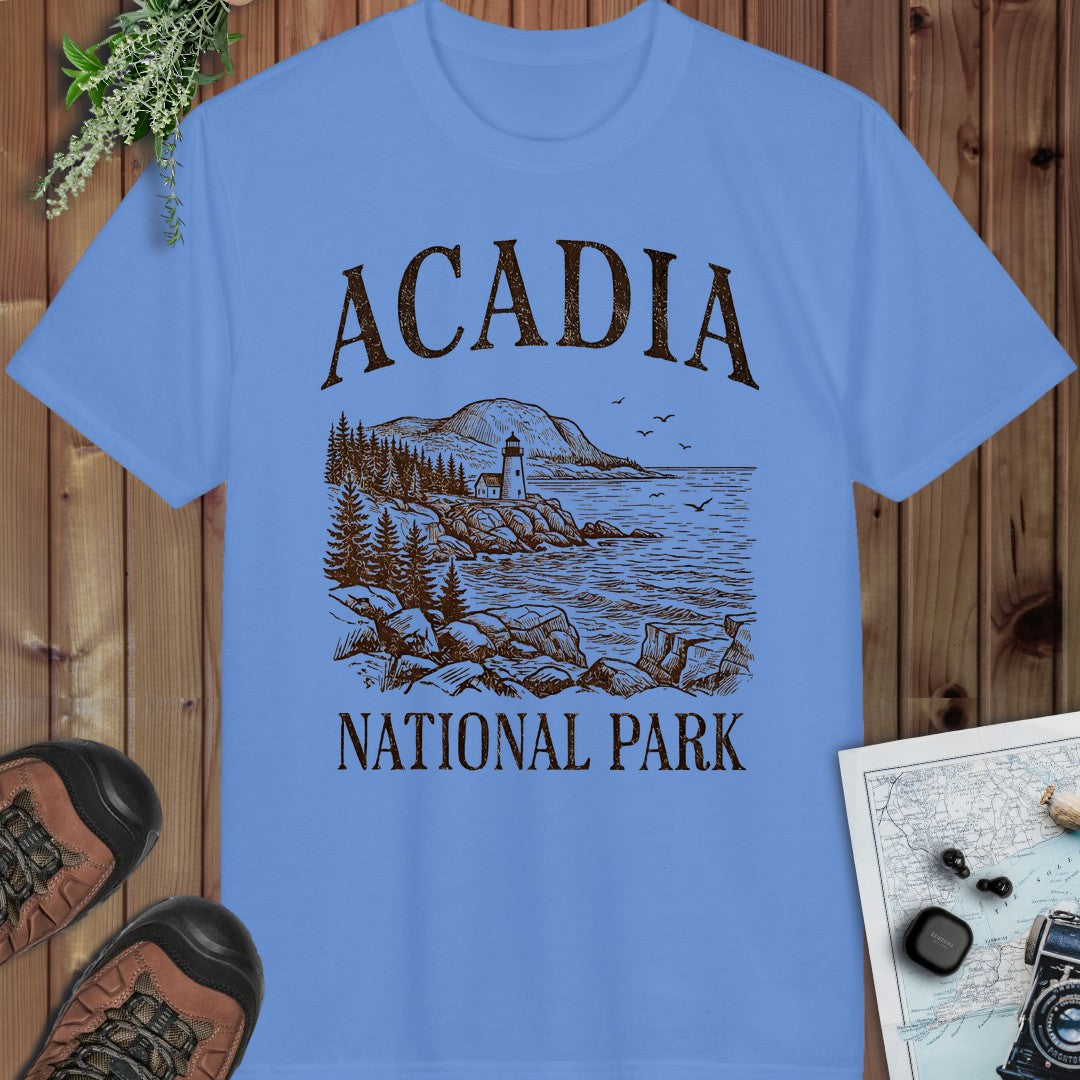 Acadia National Park Rustic Graphic T Shirt Performance T-Shirt in Carolina Blue