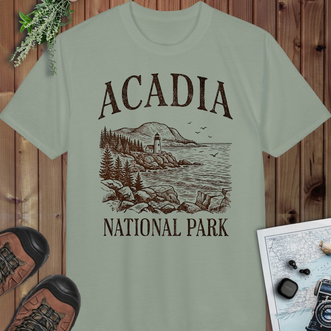 Acadia National Park Rustic Graphic T Shirt Performance T-Shirt in Sage