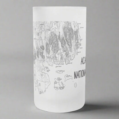 Acadia National Park Topographic Frosted Topographic Pint Glass Drinkware teelaunch