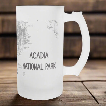 Acadia National Park Topographic Frosted Topographic Pint Glass Drinkware teelaunch