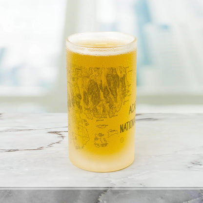 Acadia National Park Topographic Frosted Topographic Pint Glass Drinkware teelaunch