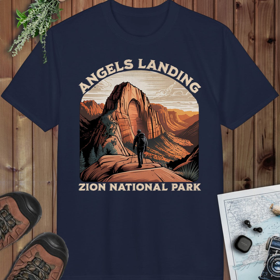 Angels Landing Zion National Park Performance T-Shirt in Navy