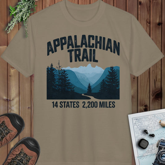 Appalachian Trail 14 States 2200 Miles Performance T-Shirt in Prairie Dust