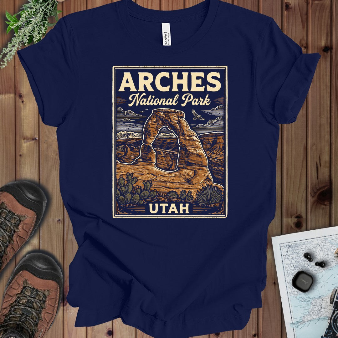 Arches National Park Kids Poster Graphic T-Shirt in Navy