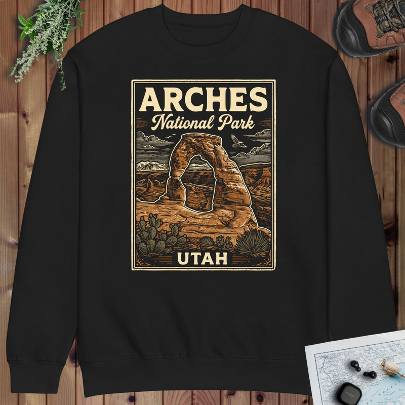 Arches National Park Poster Graphic T Shirt Crewneck Sweatshirt Crewneck Sweatshirt in Black