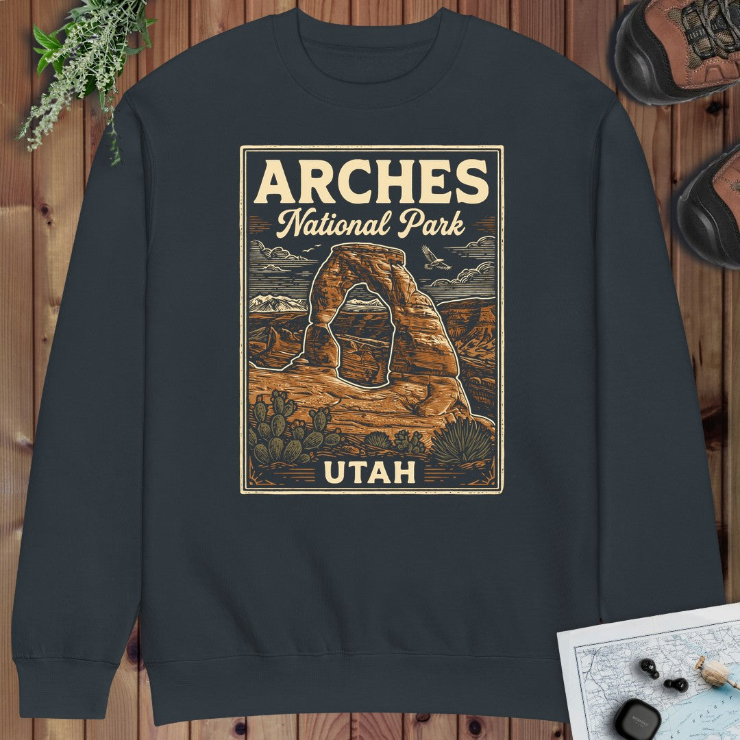 Arches National Park Poster Graphic T Shirt Crewneck Sweatshirt Crewneck Sweatshirt in Navy
