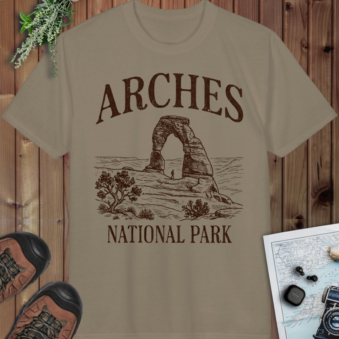 Arches National Park Rustic Performance T-Shirt in Prairie Dust
