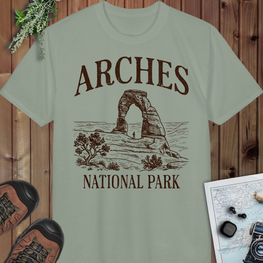 Arches National Park Rustic Performance T-Shirt in Sage