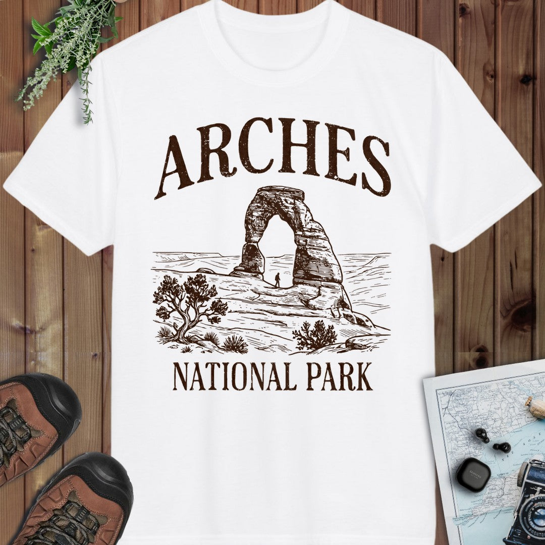 Arches National Park Rustic Performance T-Shirt in White