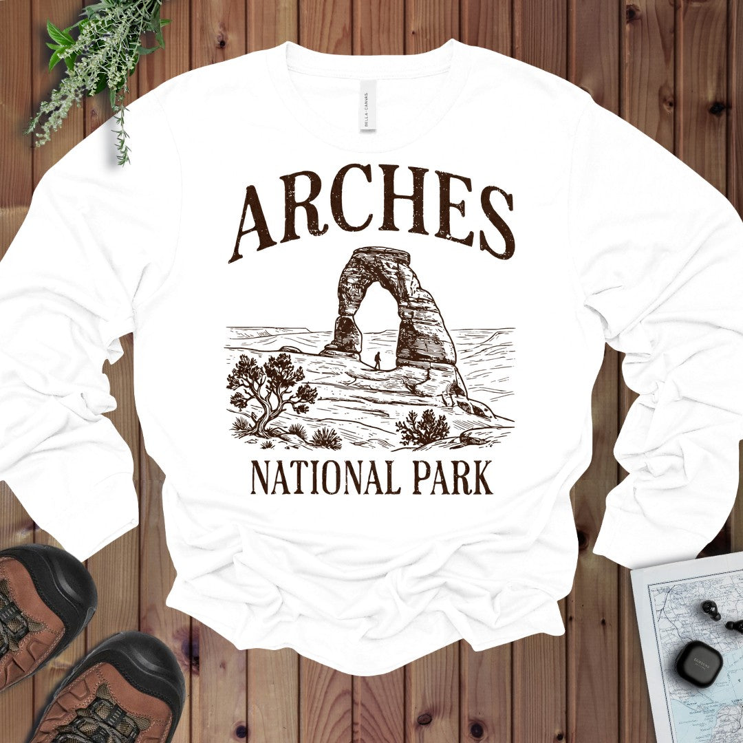 Arches National Park Rustic Long Sleeve T-Shirt in White