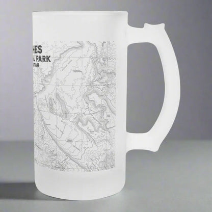 Arches National Park Topographic Frosted Pint Mug Moab Utah Drinkware teelaunch